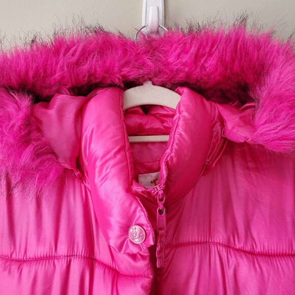 JUSTICE Girls Hot Pink Winter Hooded Puffer Jacket 12 14 Bubblegum Warm Cozy - Picture 2 of 14
